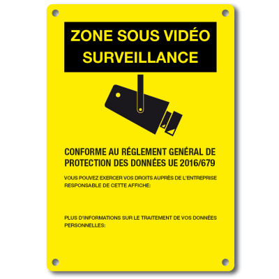 Plaque de signalisation pour la vidéosurveillance