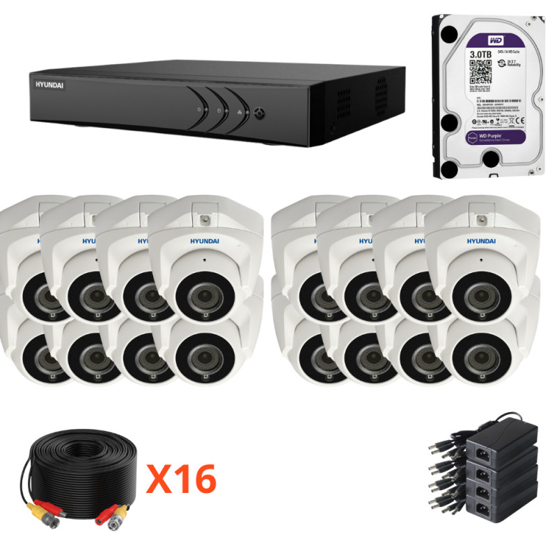 Kit de 16 caméras de surveillance filaire haute définition avec enregistreur et disque dur 3TO