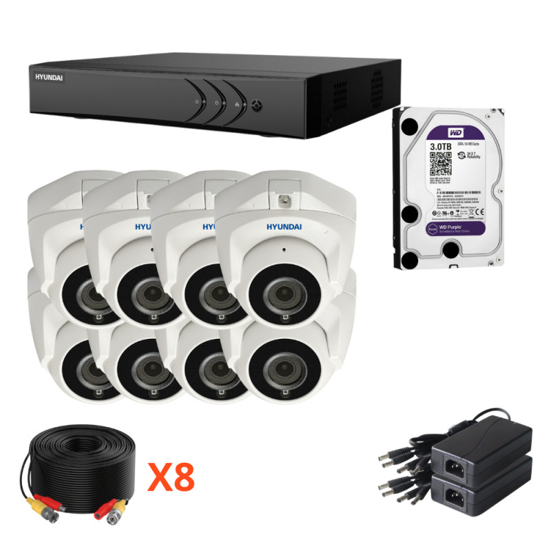 Kit de 8 caméras de surveillance filaire haute définition avec enregistreur et disque dur 3TO