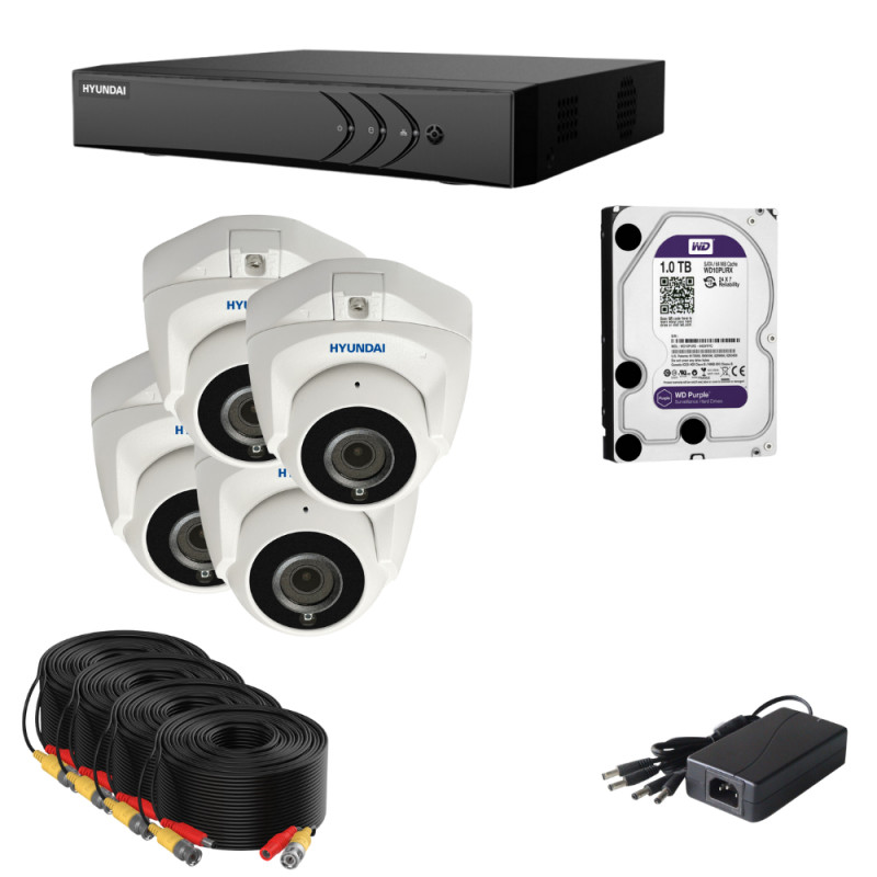 Kit de 4 caméras de surveillance filaire haute définition avec enregistreur et disque dur 1TO
