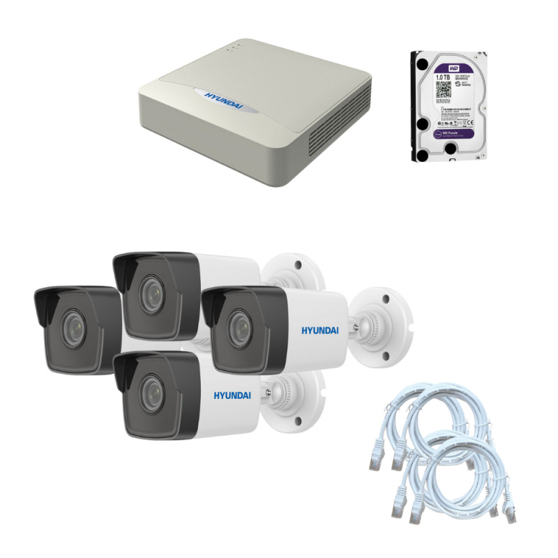 Kit de 4 caméras de surveillance extérieur haute définition filaire