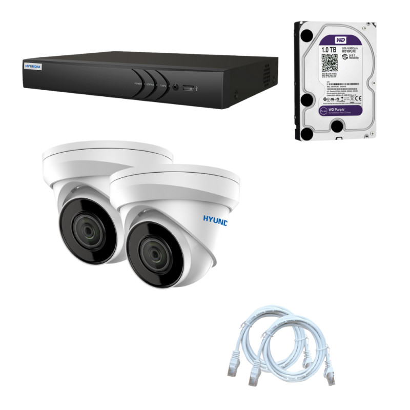 Kit de 2 caméras de surveillance dôme haute définition filaire