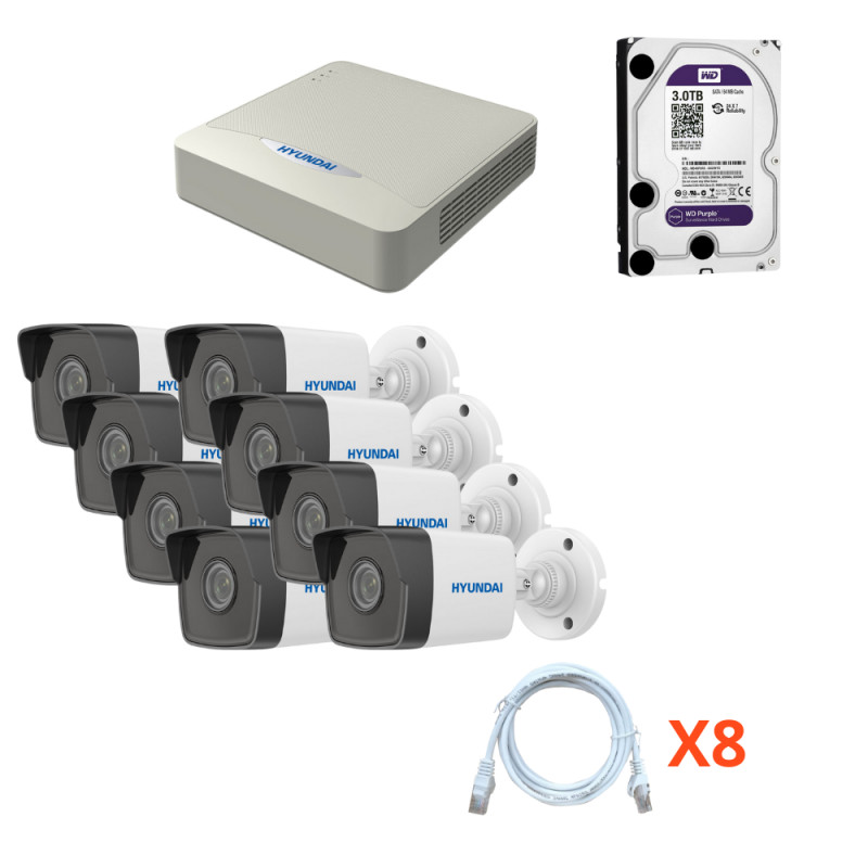 Kit de 8 caméras de surveillance extérieur haute définition filaire