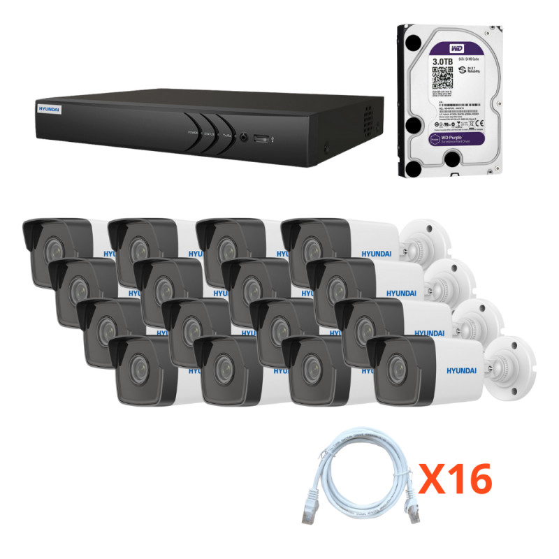 Kit de 16 caméras de surveillance extérieur haute définition filaire