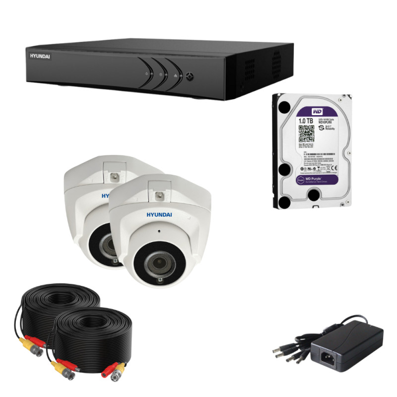 Kit de 2 caméras de surveillance filaire haute définition avec enregistreur et disque dur 1TO